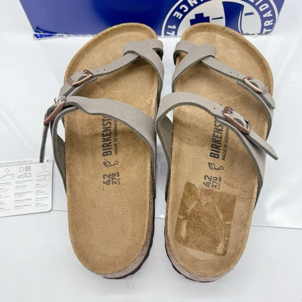 Birkenstock Mayari Birko-Flor Sandals Stone Birkibuc Mens EU 42 US 9- 9.5 R - Picture 12 of 12